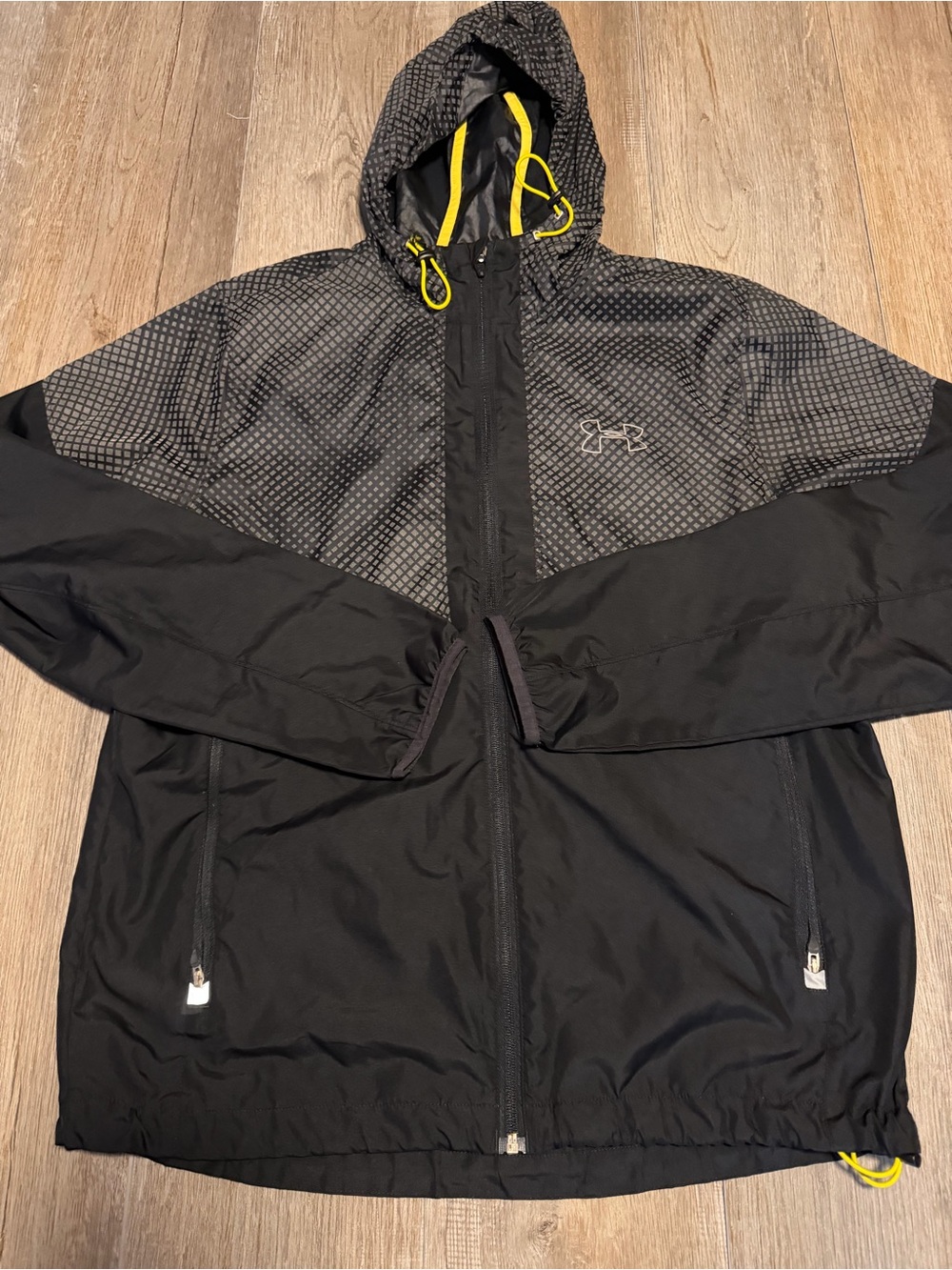 Under Armour Black Windbreaker Jacket with Yellow Trim